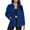 Blue, variant on Rohuuque Women's Fleece Jacket Solid Color Plush Top with Button Long Sleeve Stand Collar Sweatshirts with Pockets Olive Green