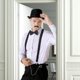 thumbnail image 4 of Disfraz de hombre de los años 20, sombrero Fedora Gatsby, tirantes, pajarita, reloj de bolsillo, 4 of 4