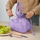 thumbnail image 5 of Bolso Aislante de Pana para Mujer, Tote Enfriador Grande con Múltiples Bolsillos, Bolso de Mano con Cordón, 15x9x7 pulgadas, Rosa Púrpura Verde, 5 of 6