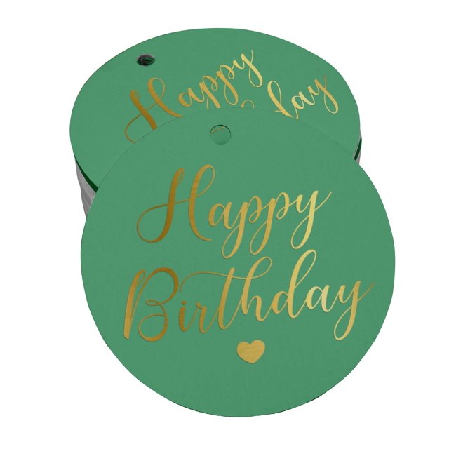Inkdotpot Real Gold Foil Happy Birthday Tags Favor Hang Paper Tags 100 Pieces