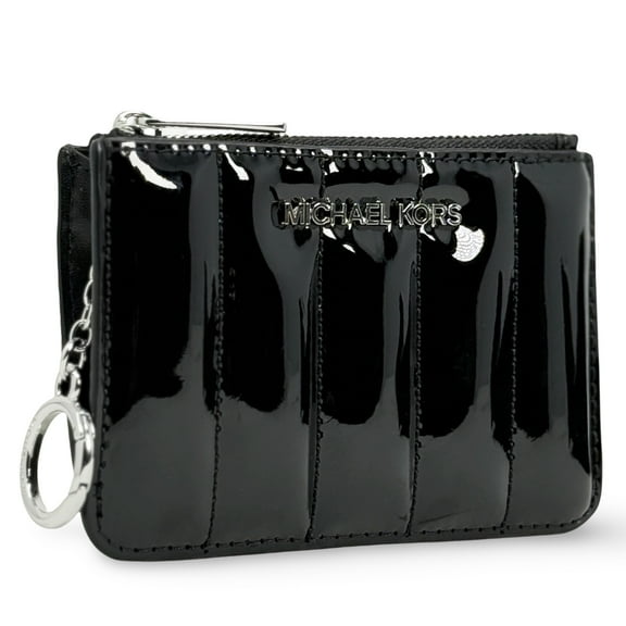 Michael Kors Women's Jet Set Travel Small Top Zip Coin Pouch in Faux Patent Leather (Black)