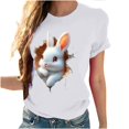 thumbnail image 4 of Tops de Cuello Alto para las Mujeres Amante Impreso Camiseta Cuello Redondo Manga Corta, Poliéster Spandex, 4 of 7