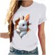 thumbnail image 4 of Tops de Cuello Alto para las Mujeres Amante Impreso Camiseta Cuello Redondo Manga Corta, Poliéster Spandex, 4 of 7