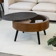 thumbnail image 6 of Round Coffee Table with Storage Wooden Carved End Table Modern Side Tables for Living Room Sofa, Chairs (Brown Edge Large), 6 of 6