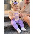 thumbnail image 4 of Cjfdfy Newborn Baby Girl Fall Winter Outfits New To The Crew Letter Embroidery Ruffle Long Sleeve Ribbed Romper Bow Pants Headband Infant Cute Bow Fall Winter Outfits, 4 of 9