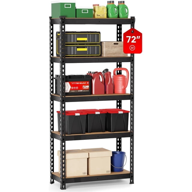 FDW Chariot de Rangement de Cuisine à 5 Niveaux pour Garage, Étagères, Étagère, Robuste, Noir