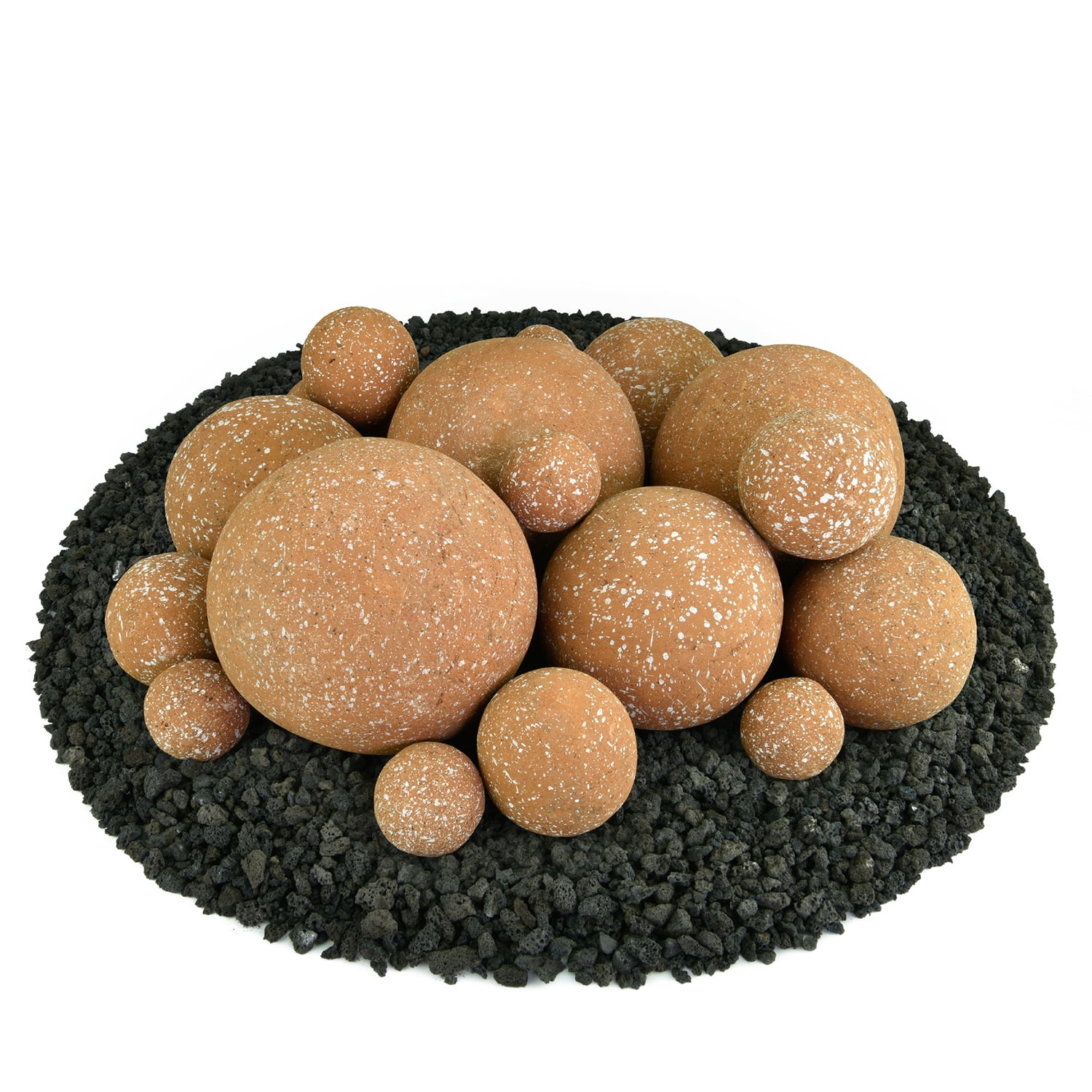Burnt Orange, Speckled Ceramic Fire Balls Mixed Set of 18 Walmart