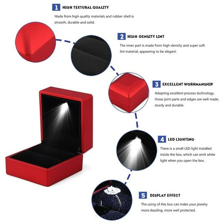 Led Lighted Ring Box Earring Ring Gift Case Wedding Ring Jewelry Display Packaging Organizer Storage Holder For Engagement Wedding Gift Walmart Canada
