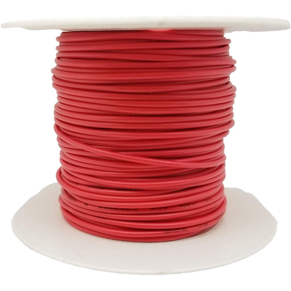 100 ft Solid Copper Wire 22 Gauge UL1007 Rated RED PVC Insulated TINNED