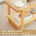 thumbnail image 3 of Patiojoy 2pcs 2-tier Bamboo Side Table w/ Glass Top End Table w/ PE Rattan Shelf Home Sofa Side Table w/ Storage Nightstand Bedside Table, 3 of 9