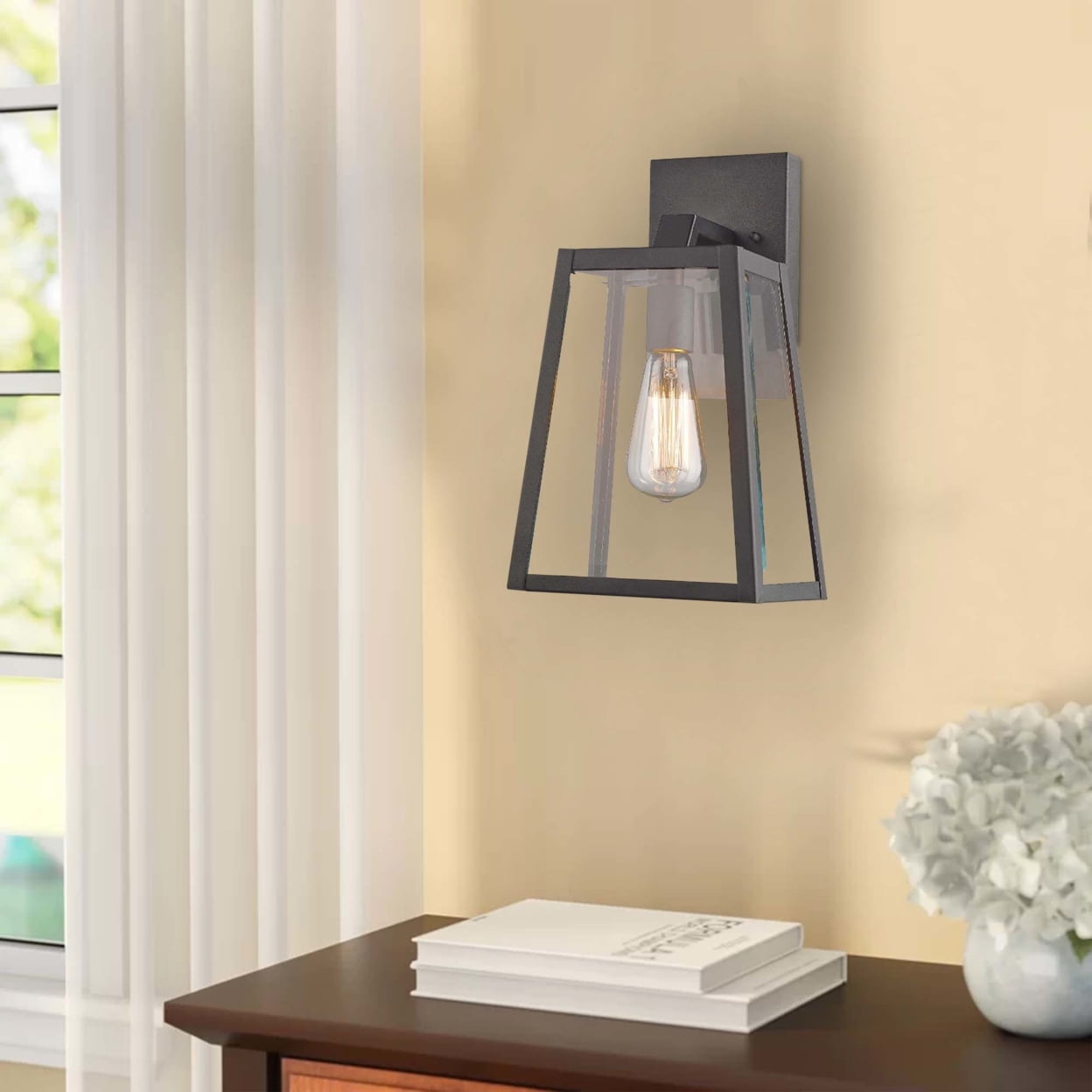 CHLOE Lighting LEODEGRANCE Transitional 1 Light Black Outdoor Wall Sconce 14" Height