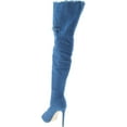 thumbnail image 3 of Liliana Barbara-13 Thigh High Over Knee Denim Open Toe Stiletto Heel Boot Dark Blue, 3 of 7