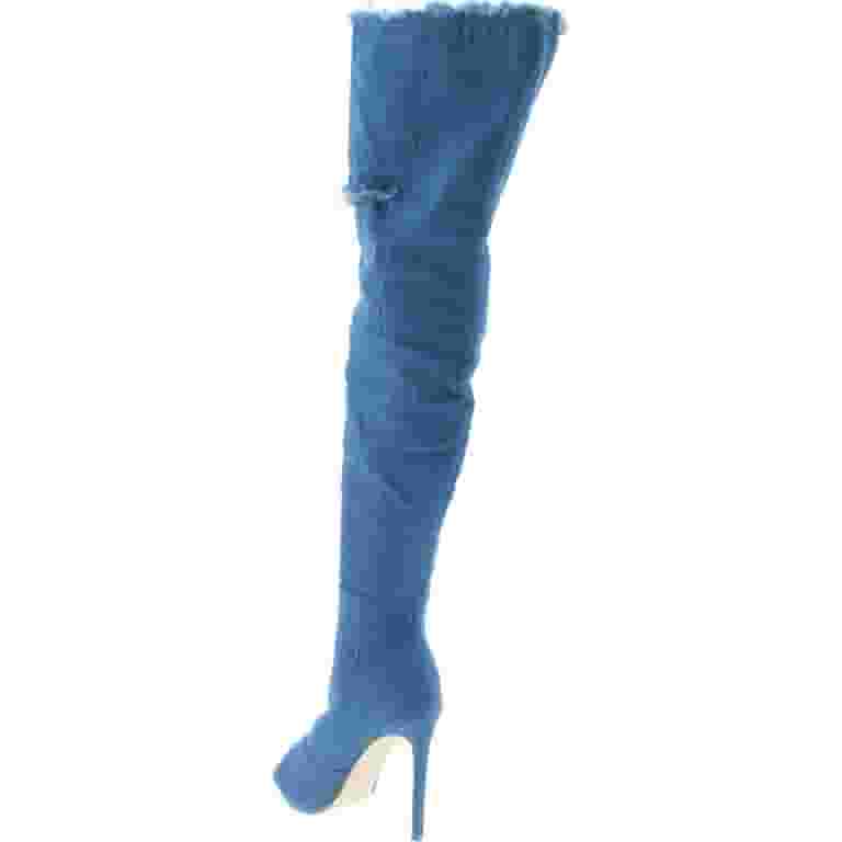 【PORTERNA】Luther open toe boots Liliana Barbara-13 Thigh High Over Knee Denim Open Toe