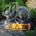 thumbnail image 4 of DOLITY Dovewill Solar LED Resin Welcome Sign Yard Garden Dragon Statue Front Door Decor, 4 of 9