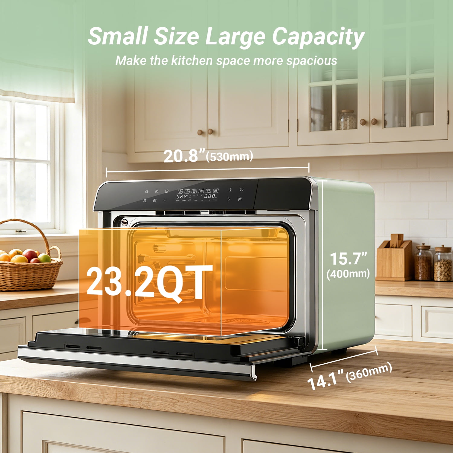 ROBAM R-BOX Combi Steam Oven, 23QT Countertop Steam Oven & Air Fryer Combo, 3 Steam Modes, Professional Steam-Bake, Air Fry, Dehydrate & Ferment, Rapid Heating & Self-Cleaning, Green