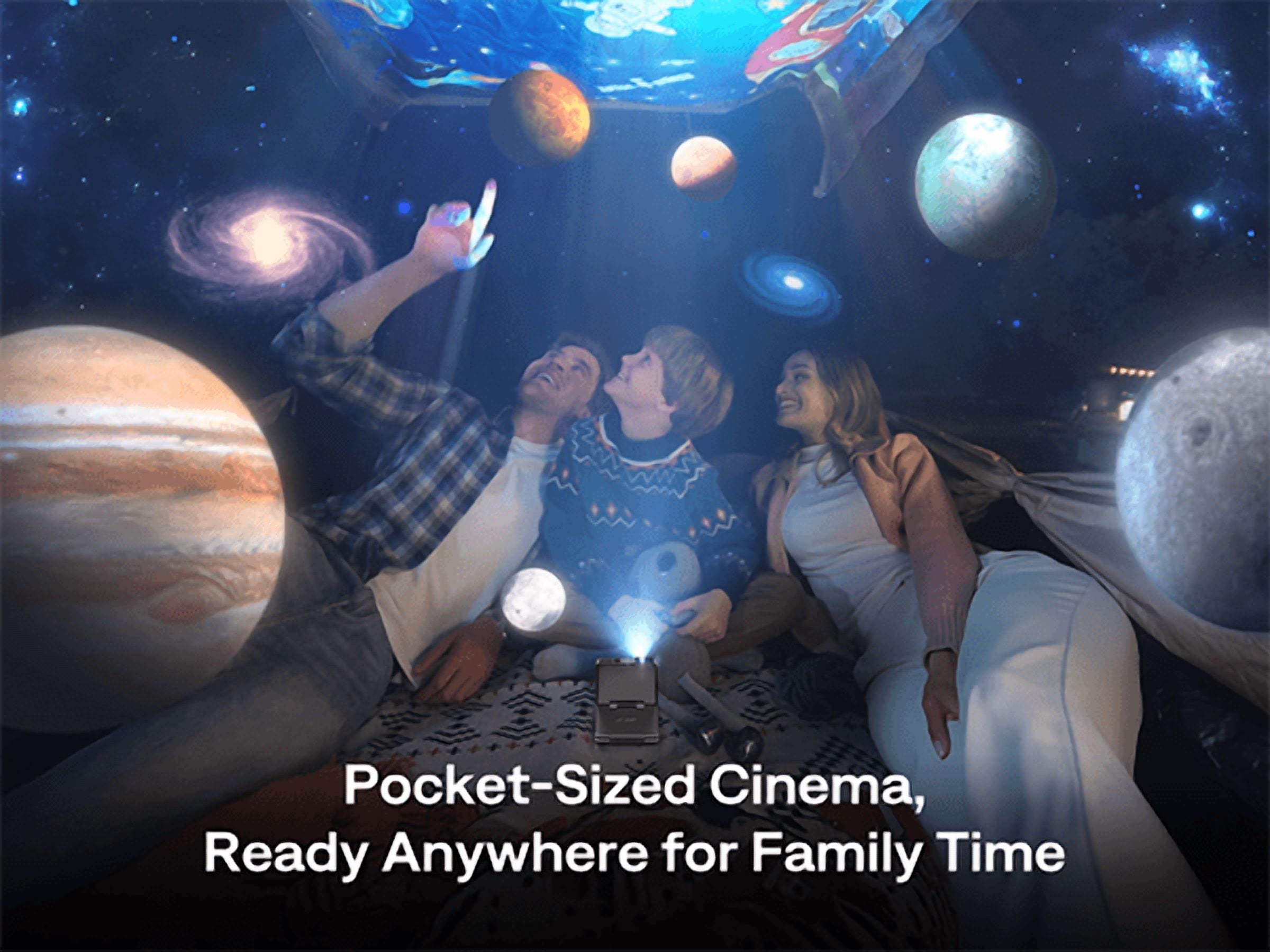 Aurzen ZIP Tri-Fold Portable Mini DLP Projector, Pocket-Sized, Instant Focus, 5H Battery | 5,000mAh Fast Charging, Zero-Lag Screen Mirroring, Full-Screen Display for Indoor/Outdoor Movies,Grey