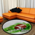 thumbnail image 4 of Coolnut Round Rugs for Living Room, Pattern Design With Rugby Ball Non-Slip Coral Velvet Long Runner Rugs, Washable Water Absorbent Mat Carpet for Bedroom Kitchen Kids Room, 4 of 6