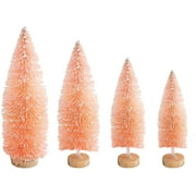 12Pcs Artificial Mini Christmas Trees,Sisal Snow Frost Trees with Wood Base Bottle Brush Trees,Christmas Desktop Miniature Pine Tree for Holiday Party Home Decor (Silver)