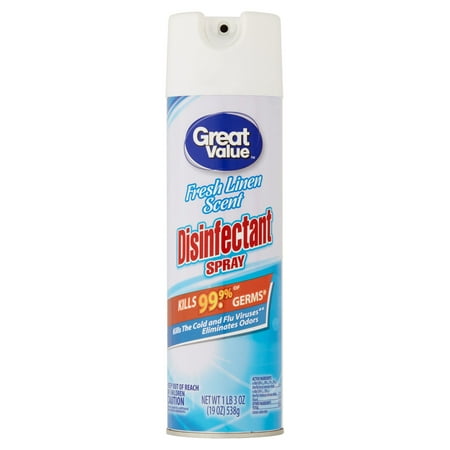 (2 Pack) Great Value Disinfectant Spray, Fresh Linen Scent, 19