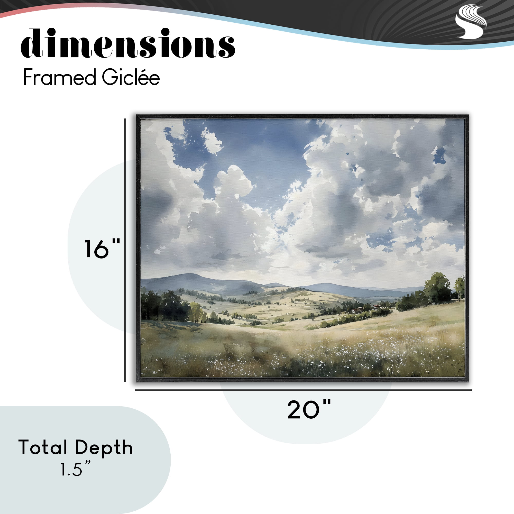 Stupell Industries Cloudy Hills Meadow Black Framed Giclee Art, design by Franklyn Gregory