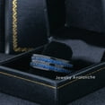 thumbnail image 4 of 8mm Men’s Black Tungsten Eternity Wedding Band, Two Row Blue CZ, Anniversary Ring - TN1161WAs11.5, 4 of 4