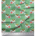 thumbnail image 1 of Soimoi Poly Georgette Fabric Hut & Jack Russell Terrier Dog Decor Fabric Printed Yard 42 Inch Wide, 1 of 1