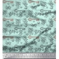 thumbnail image 1 of Soimoi Green Georgette Viscose Fabric Positive Quotes & Heart Text Print Fabric by the Yard 42 Inch Wide, 1 of 3