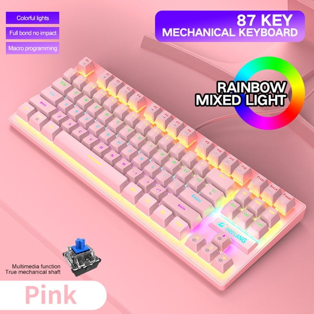 mecáco USB para juegos, Panel desmontable fantasma, retroiluminado con íris para juegos, mecanografía, computadora de escritorio, 87 lves shamjiam Teclado mecánico