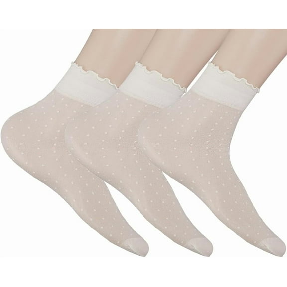 3 Pairs Polka Dot Sheer Mesh Transparent Socks Lace Socks