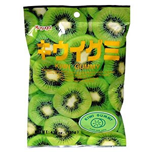 NineChef Bundle - Kasugai Japanese Gummy Candy Kiwi Flavor 4.76-Ounce Bags (Pack of 12) + 1 NineChef Brand Long Handle Spoon