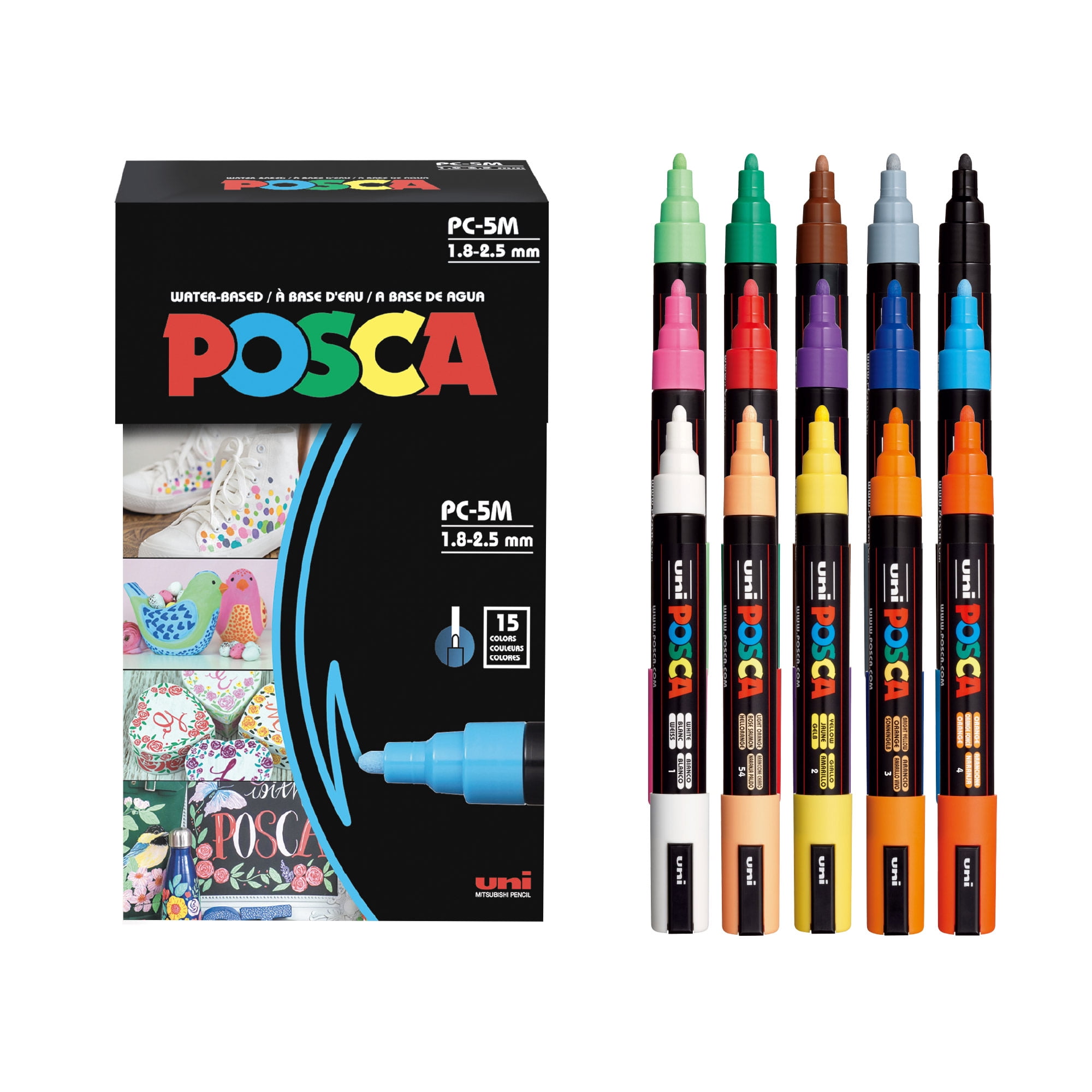 POSCA, Water-Based Paint Markers, Assorted Colors, Medium Tip