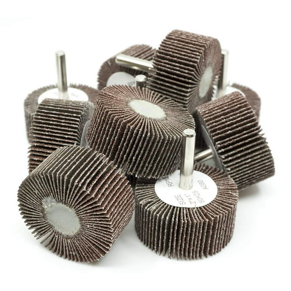 Benchmark Abrasives 2" x 1" Aluminum Oxide Flap Wheel With 1/4" Shank Mounted (10 Pack) - 80 Grit