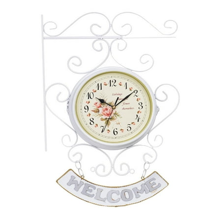 FONDOTIN White Iron Wall Clock, Country Style Home Decor, Artistic Design for Living Room, Kitchen, Bedroom
