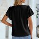 thumbnail image 5 of TaTaai Women's V-neck short sleeve top, solid color, ruffled sleeve design, casual stylish, soft breathable fabric, pullover style, ideal for daily outings & brunch dates Gift, 5 of 8