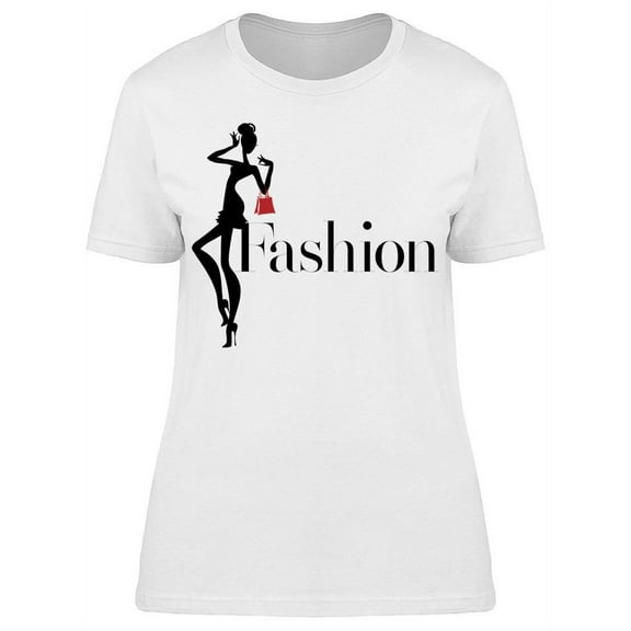 Fashion Text And A Girls Shadow T-Shirt Women -Image by Shutterstock, Female Large