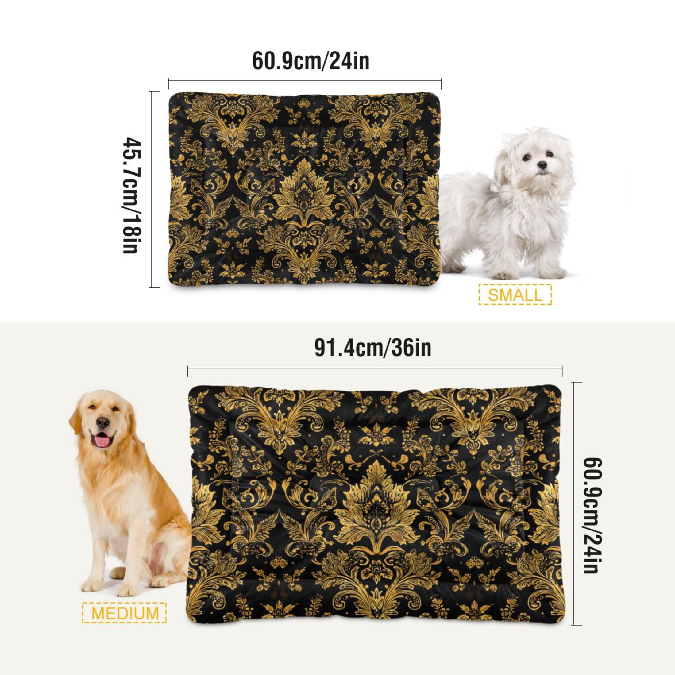 Cozy Mat Pet Bed Indoor Outdoor Warm Soft For Cat Dog Puppy(S/M) Black&gold Baroque