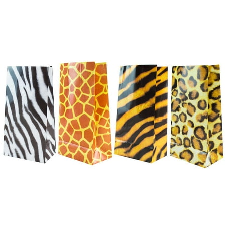 Zoo Animal Print Design Pattern Paper Bags for Candy Party Favors Decorations, Event Supplies (36 Bags) by Super Z Outlet