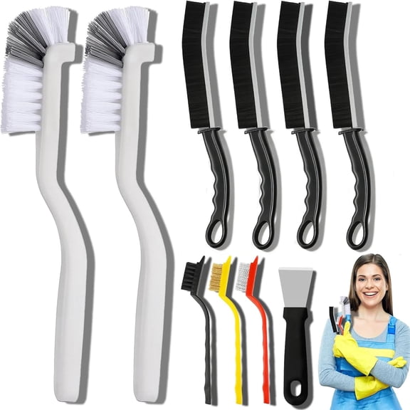10PCS Hard Bristle Crevice Cleaning Brush Tool, Multifunctional Gap Scrub Brush for Home, Bathroom, Kitchen, Window Track, Bathtub, Vehicle, Faucets, Bowl, Teapot, Cup Use