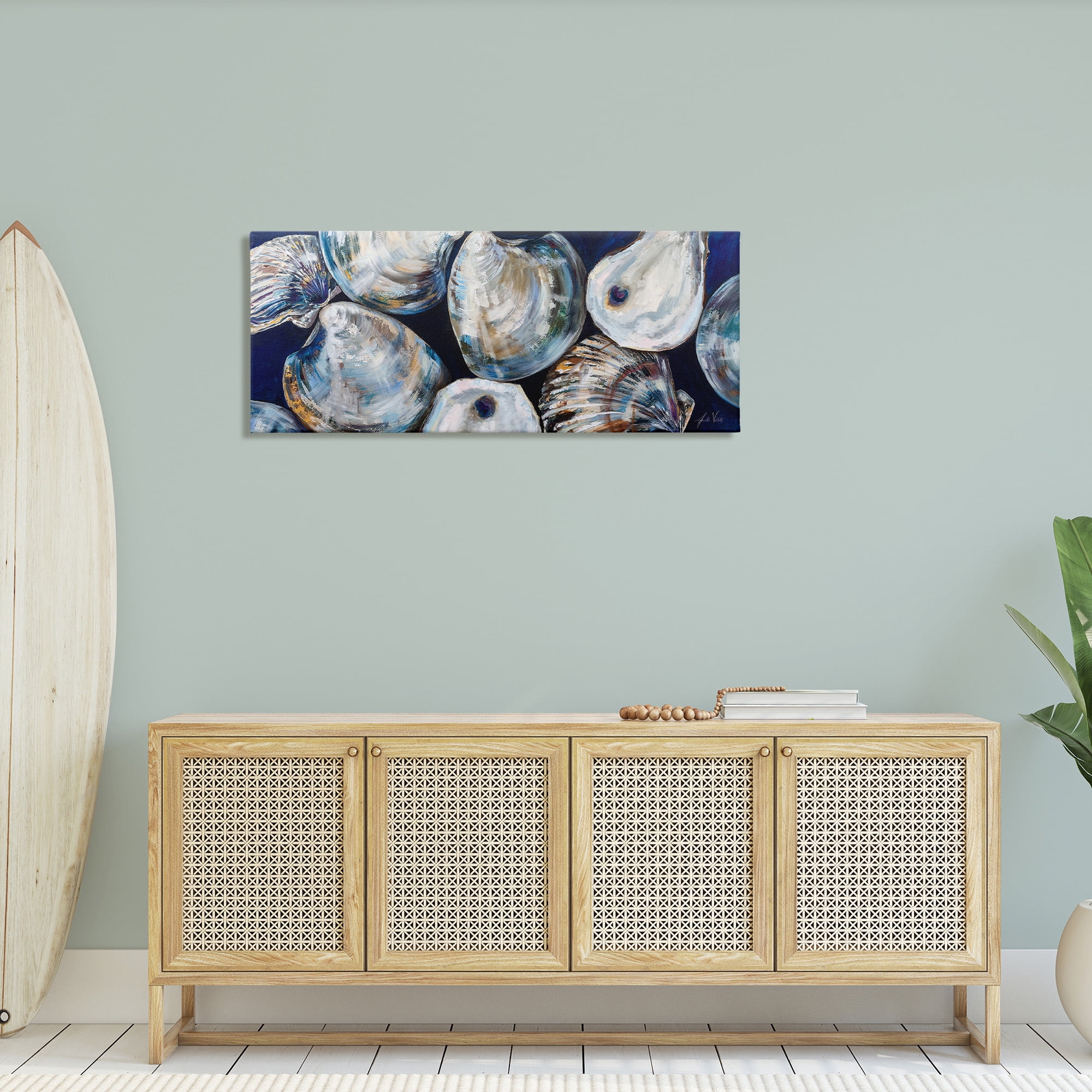 Stupell Industries Various Sea Clams Animals & Insects Painting Gallery Wrapped Canvas Art Print Wall Art, 48 x 20