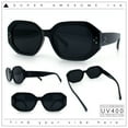thumbnail image 2 of Womens Luxe Mod Fashion Octagon Beveled Thick Plastic Sunglasses All Black, 2 of 8