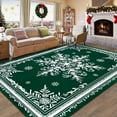 thumbnail image 2 of BLEUM CADE Christmas Snowflake Area Rugs 8'x10' for Living Room, Washable Rugs for Bedroom Dinning Room,Ultra Soft Non Slip Durable Large Carpet Christmas Decorations,Green, 2 of 8