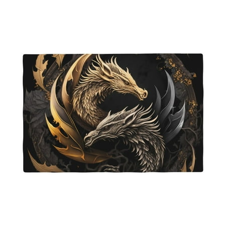 

Table Placemats Set of 6 - Vintage Metal Dragon 12x18 In Faux Linen Double Heat Resistant Place Mats Cloth Indoor/Outdoor Placemats Washable Table Mats for Dining Kitchen Party