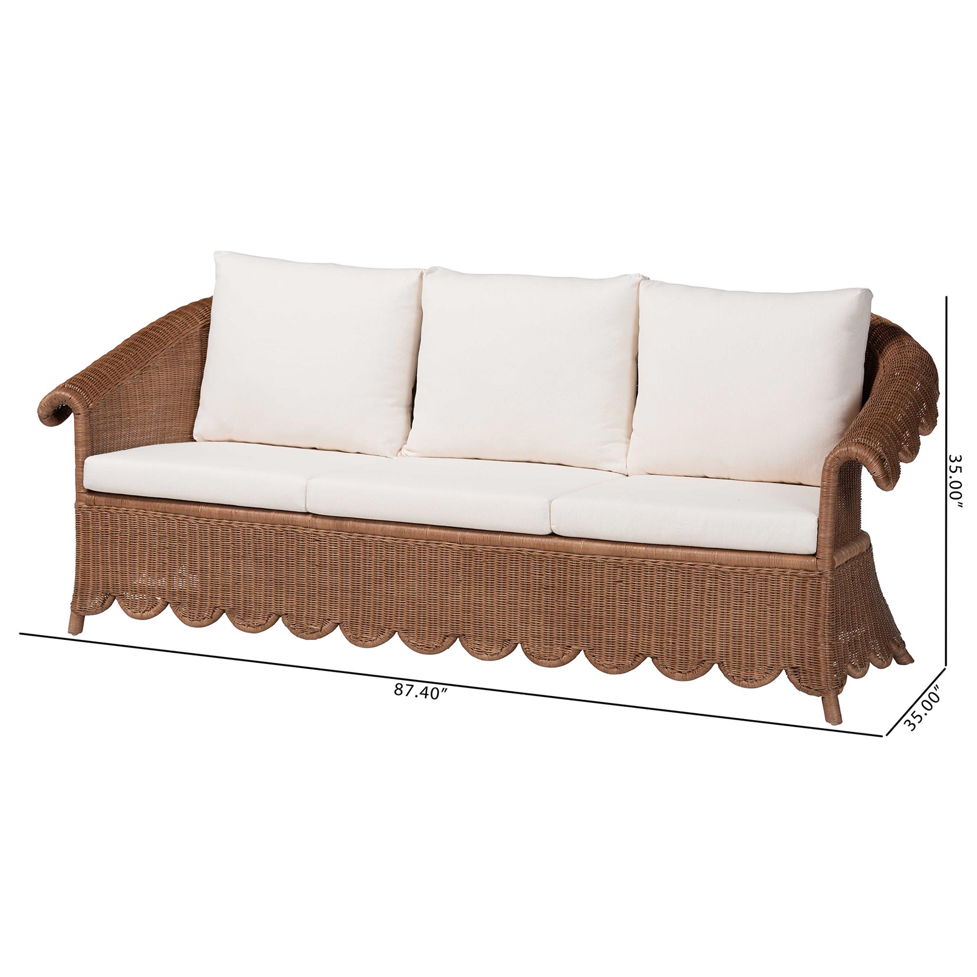 bali & pari Detta Boho Sofa, Peanut Brown