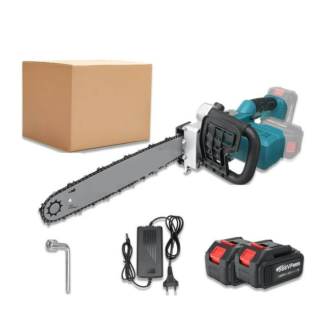16 Inch 2500W Electric Chainsaw Cordless 2 Battery High Powerful Motor Garden Woodworking Cutting Tool Machine ,Easy to Use