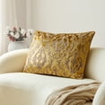 thumbnail image 2 of Damask Throw Pillow Covers Cases Soft Cut Velvet Design Pillow Cover Elegant Luxurious Gold Large Decorative Cushion Covers, 2 of 7