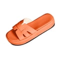 thumbnail image 3 of Women's Slippers Wedge Thick Sole Sandals Women Outdoor Open Toe Slip-on Solid Color Slides Women Footwear Beach Sandal Casual Wear Vacation Daily Shoes Orange 9.5, 3 of 5
