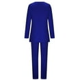 thumbnail image 6 of Odeerbi Shirts Sets for Women Business Attire 2 Piece Outfits 2025 Long Sleeve Coats Tops Solid Long Pants Sets Blue, 6 of 9