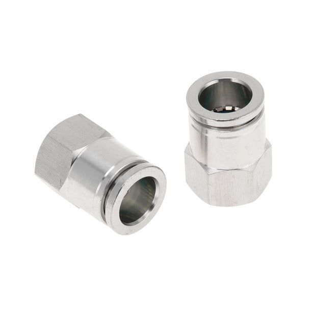 Conectores de aire de 1/2" hembra para manguera, 2 piezas, acero inoxidable 304, tono plateado