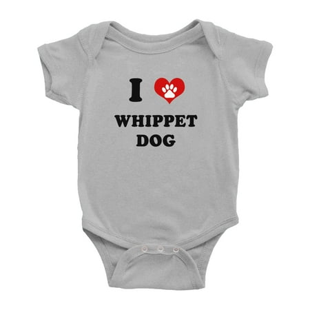 

I Heart Whippet Dog Funny Cute Baby Bodysuit Jumpsuits (Gray 18-24 Months)