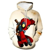 European and American foreign trade new Marvel Spiderman Superman cartoon animation series 3D digital printing hooded pullover sweater XL